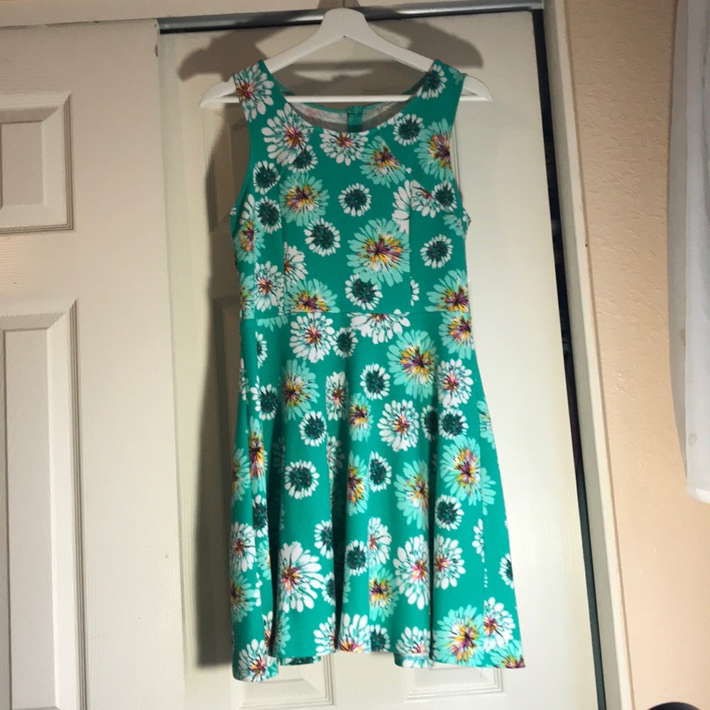 Floral turquoise spring dress